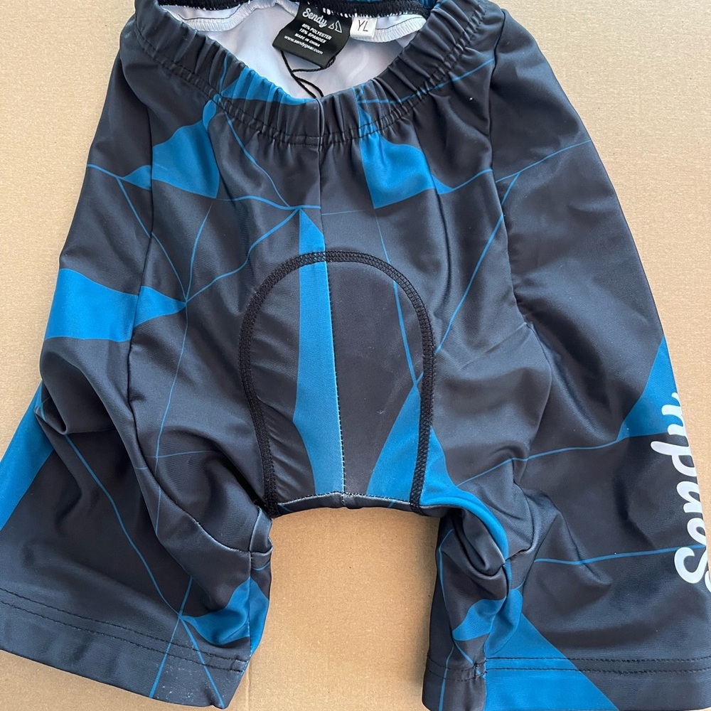 Kids Geometric Cycling Shorts - Blue and Black
